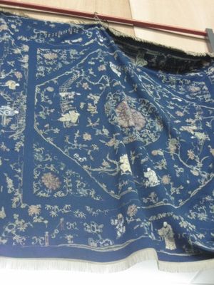 Blue With Fine Chinese Embroidered Figures