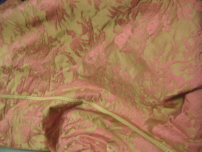 Coral And Gold Silk Toile