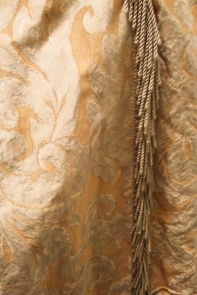 Gold/Beige Damask, Silk Lined, Interlined And Fringed